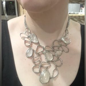 Clear glass & silver colored necklace
